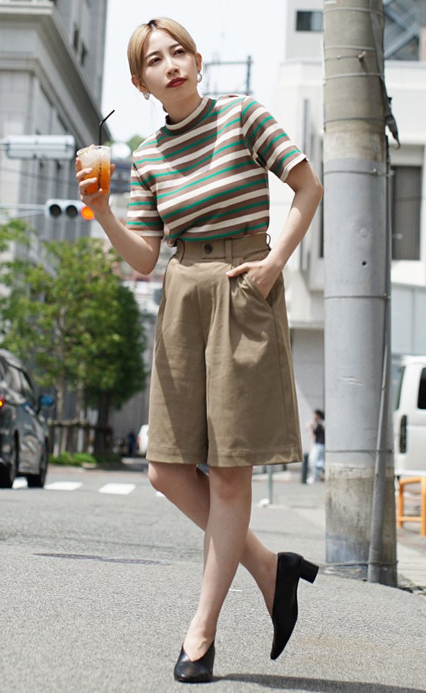 日本 zootie - COOLTOUCH 修身定番五分褲-深卡其