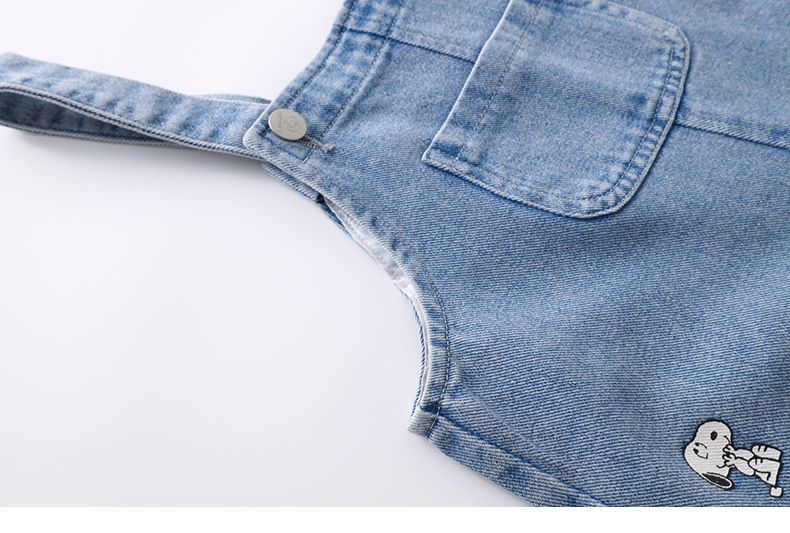 卡通SNOOPY吊帶牛仔連身短裙-小小SNOOPY-藍色