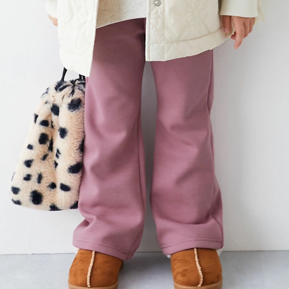 RICH WARM 保暖裏毛喇叭長褲-玫瑰粉