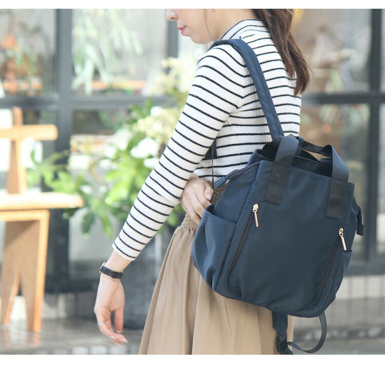 日本代購 - [樂天NO.1] 美型多夾層收納後背包/媽媽包-深海藍 (29x26x14cm)