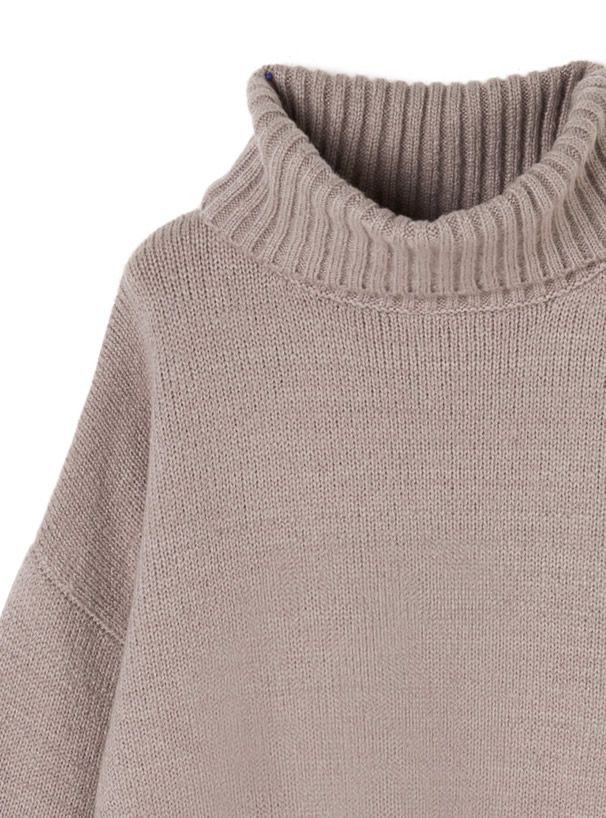 日本 GRL - 大寬鬆高領開衩針織毛衣-鐵灰