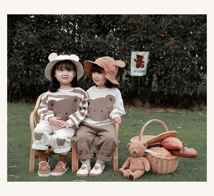 童趣造型吊帶長褲-熊熊小口袋-米白色