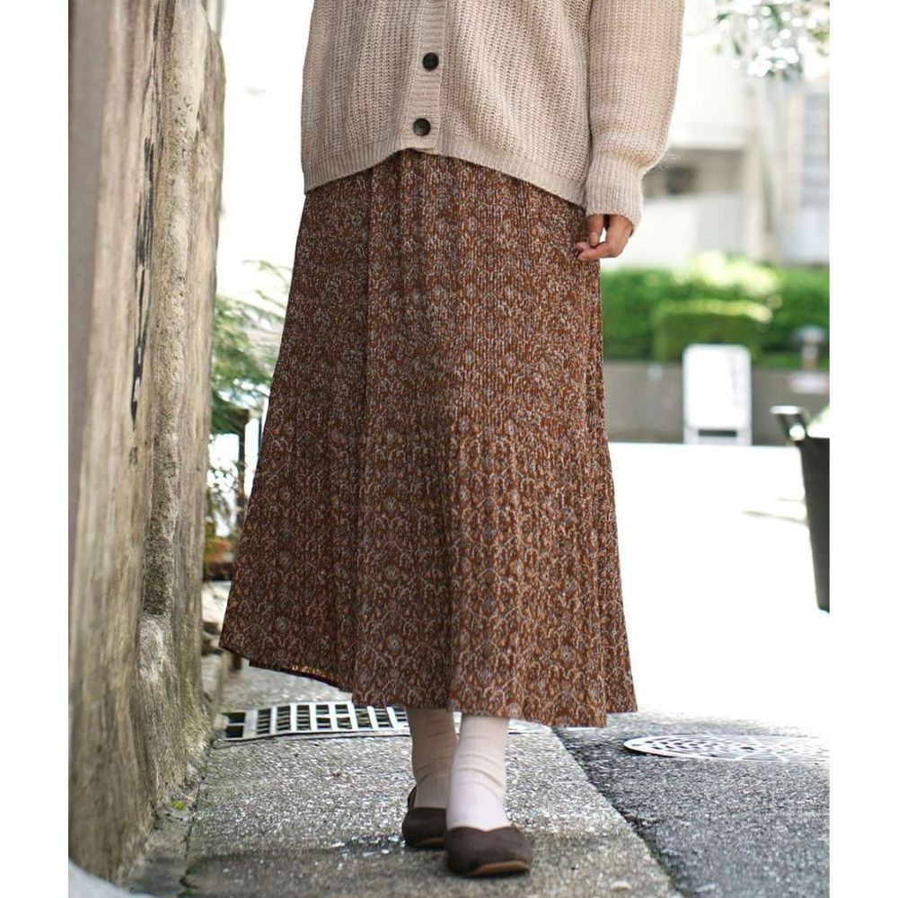 日本 zootie - 輕盈保暖百褶雪紡長裙-典雅歐風-咖啡