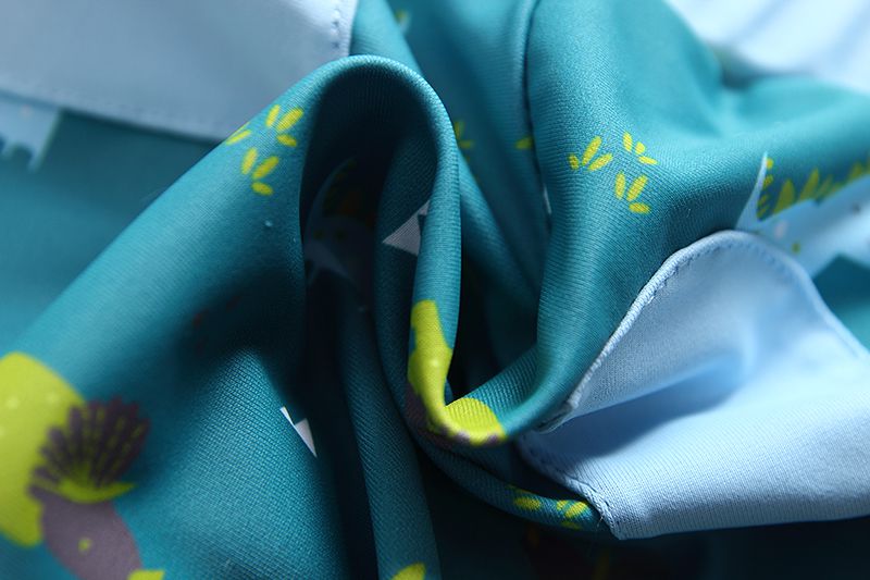 男寶短袖泳裝套裝(附帽子)-微笑恐龍-淺藍+綠