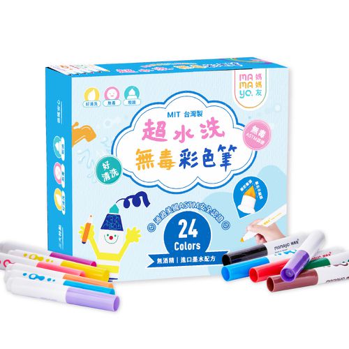 媽媽友 mamayo - 媽媽友 mamayo - 台灣製超水洗無毒彩色筆-24色-盒裝