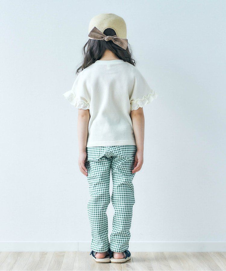 日本 apres les cours - 華夫格澎澎荷葉邊短袖上衣-米白