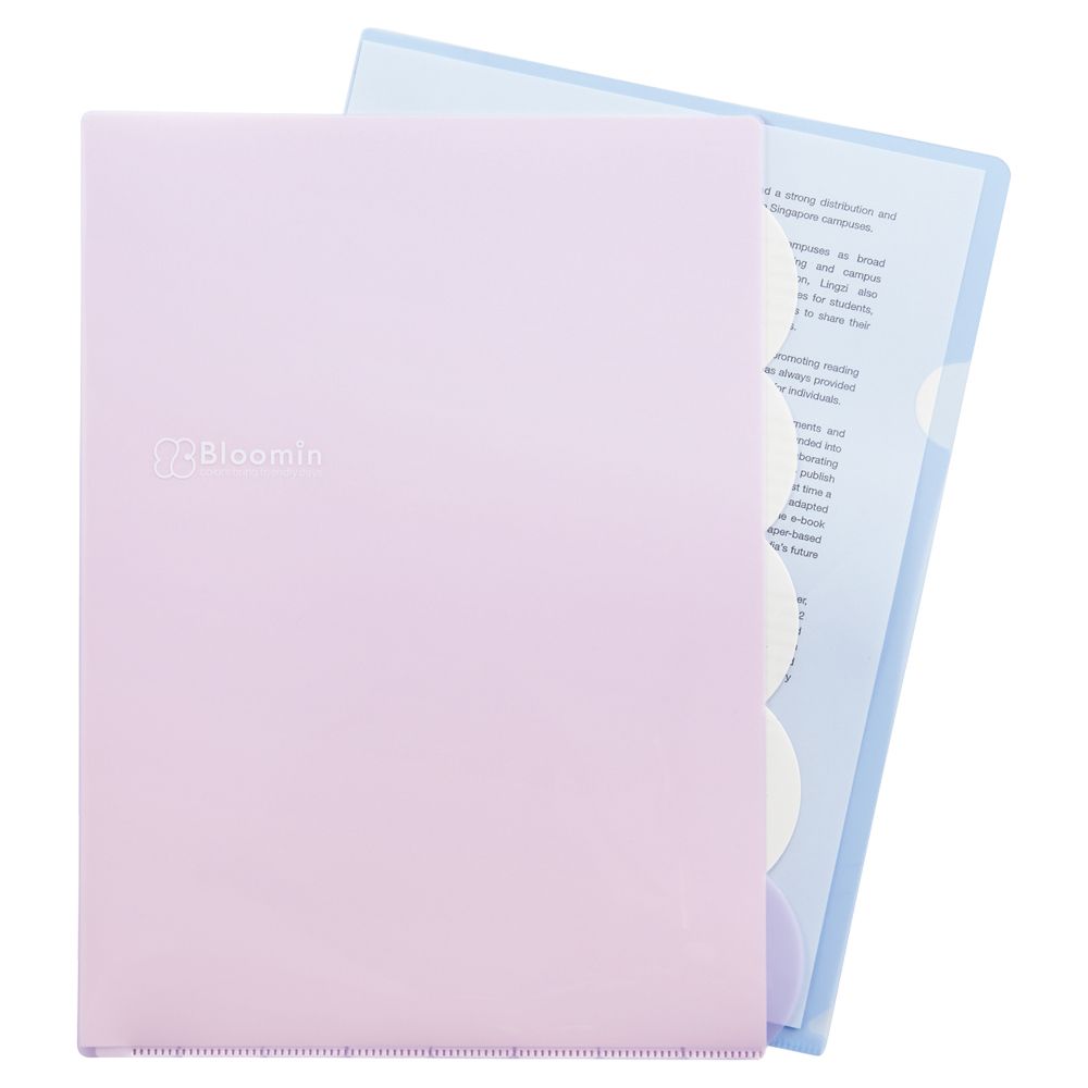 日本文具 LIHIT - L型五層收納文件夾-暖橘紅-A4