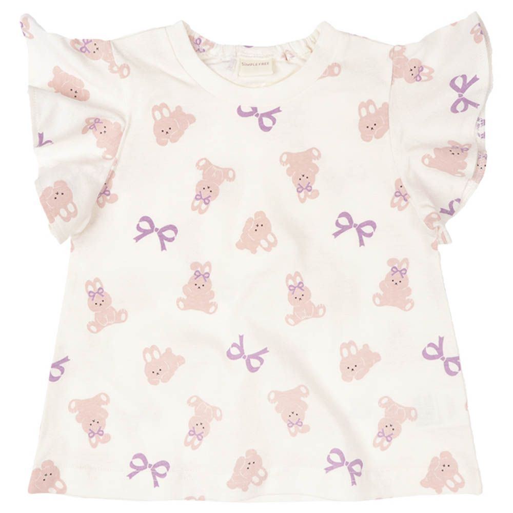 短袖T恤-滿版印花-粉紅色