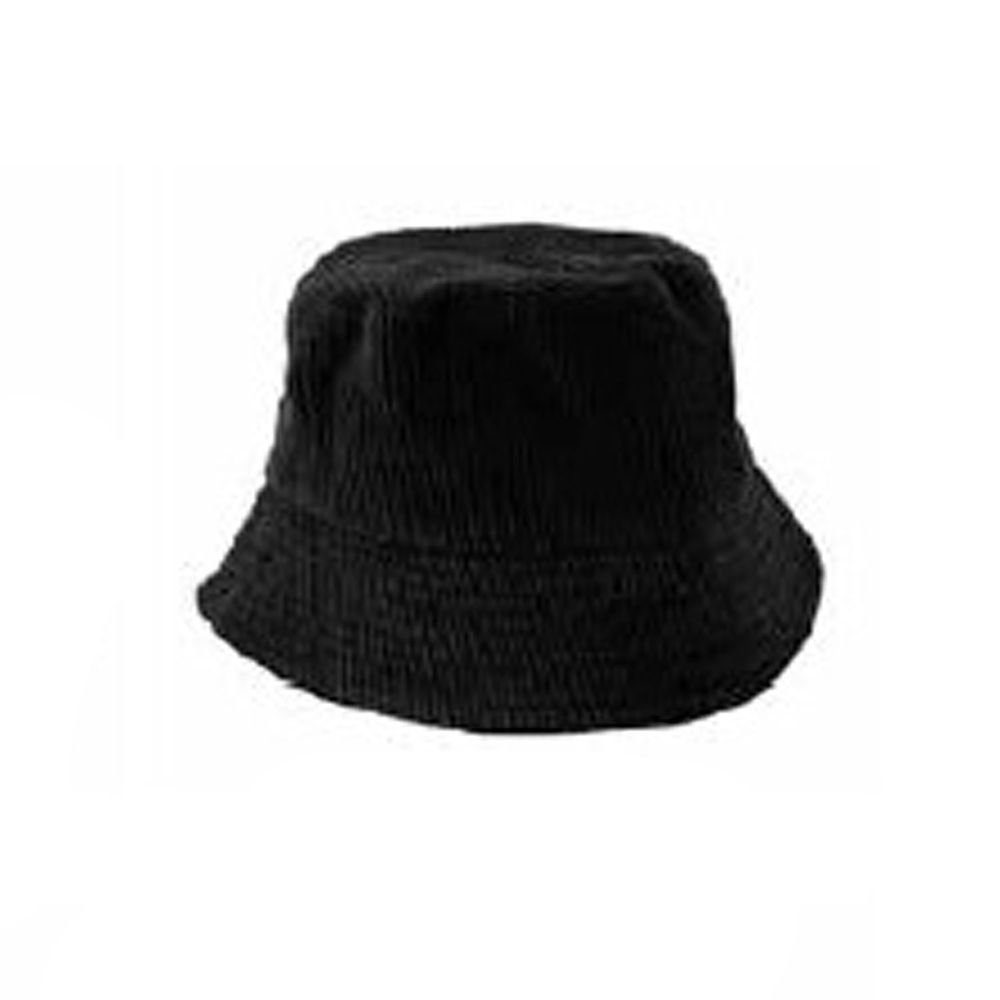 日本 jou jou lier - 燈芯絨漁夫帽(可調尺寸)-細羅紋-黑 (FREE)