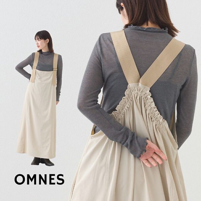 日本 OMNES - 輕量機能工裝風尼龍吊帶洋裝-白