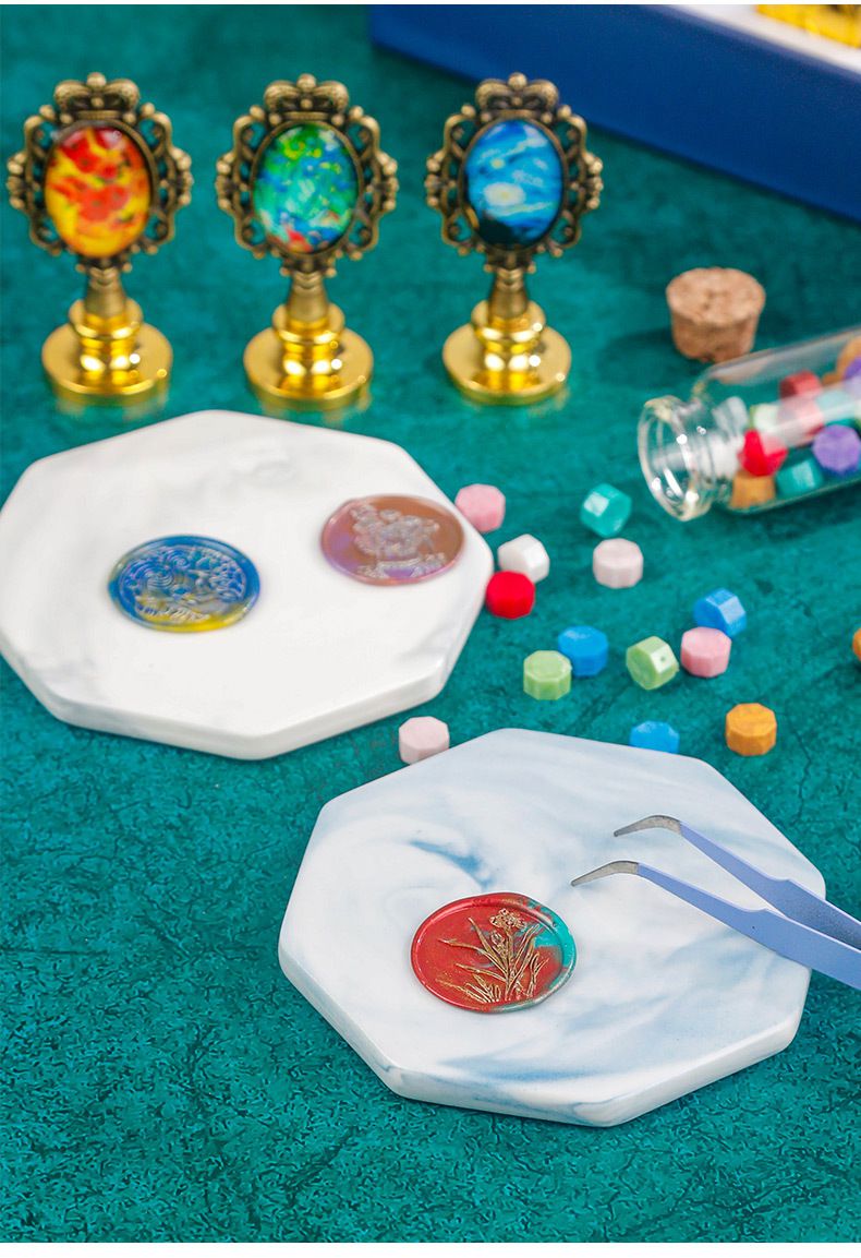 火漆章冷卻水晶墊板-繁星墜落 (8.5x8.5cm)