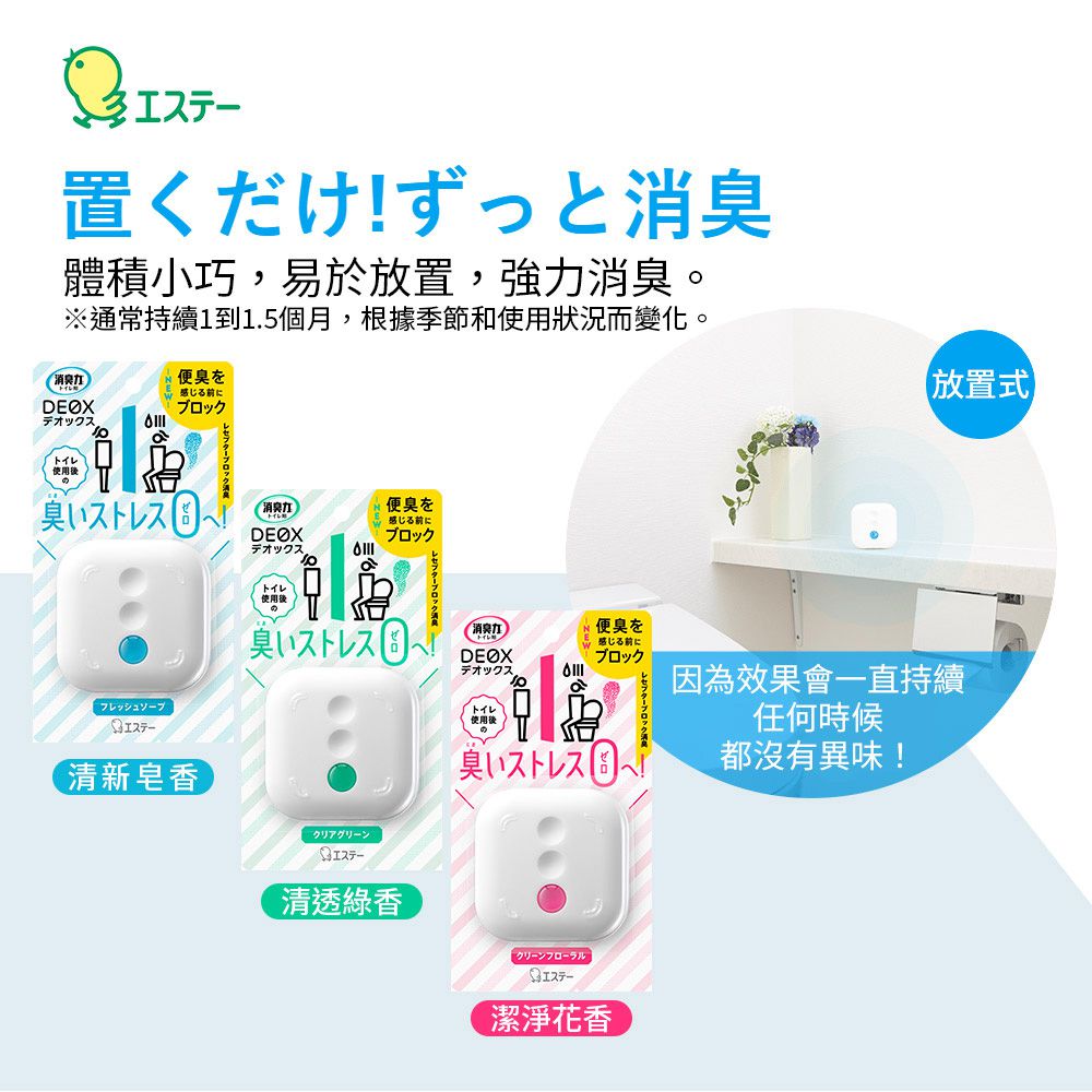 日本 ST 雞仔牌 - DEOX 浴廁淨味消臭力除臭放置型本體-清透綠香-6ml