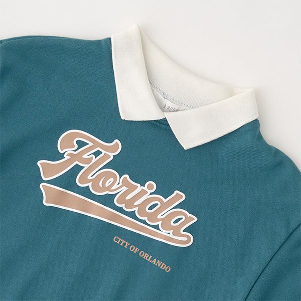 日本 b-ROOM - 氣質學院logo有領大學T-海軍藍