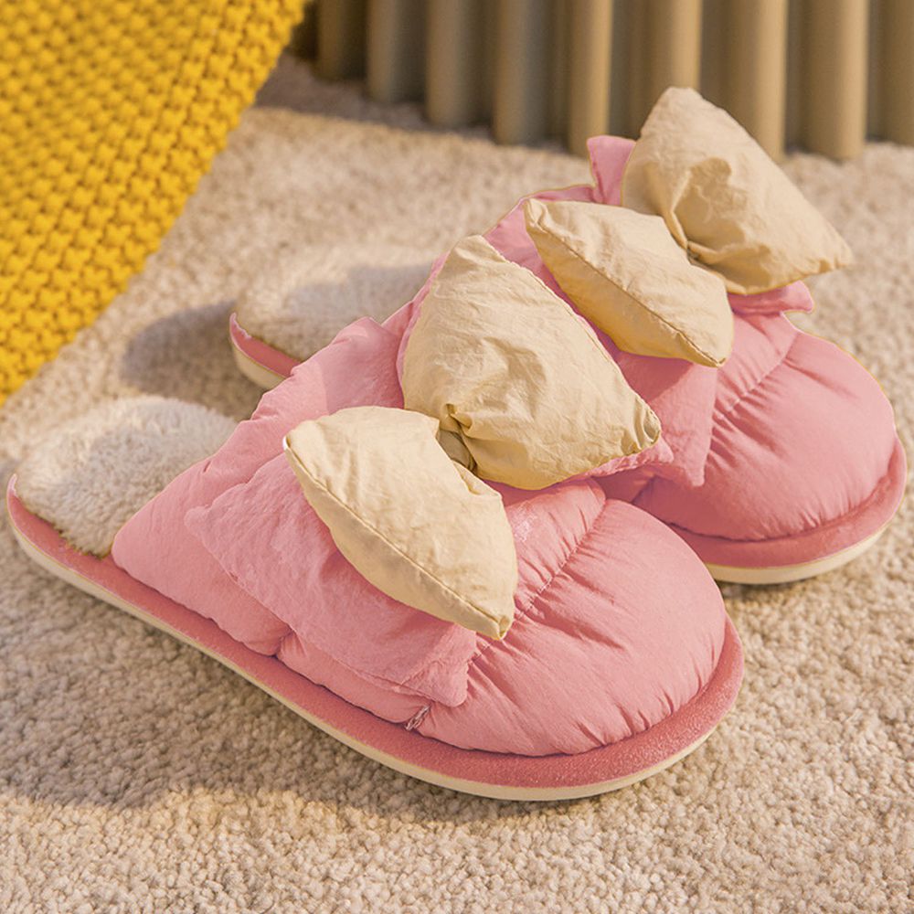 防潑水保暖室內拖鞋-粉色