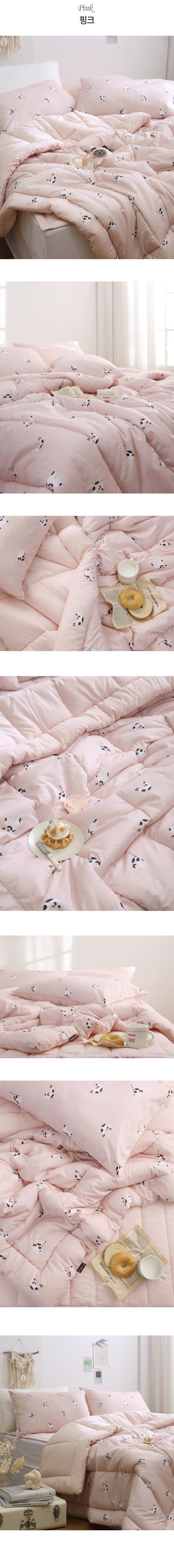 韓國 FLORA - 超細纖維桃皮感蓬鬆四季被-玩耍貓咪-粉