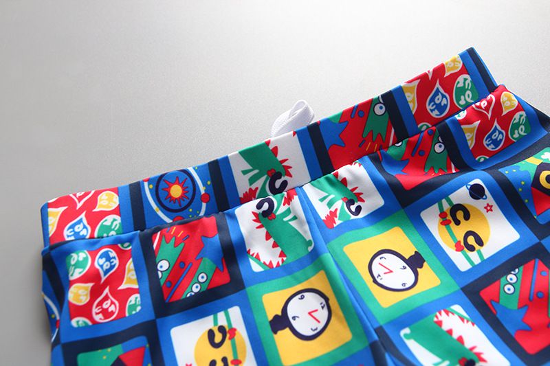 男寶長袖泳裝套裝(附帽子)-快樂恐龍-紅+白+藍