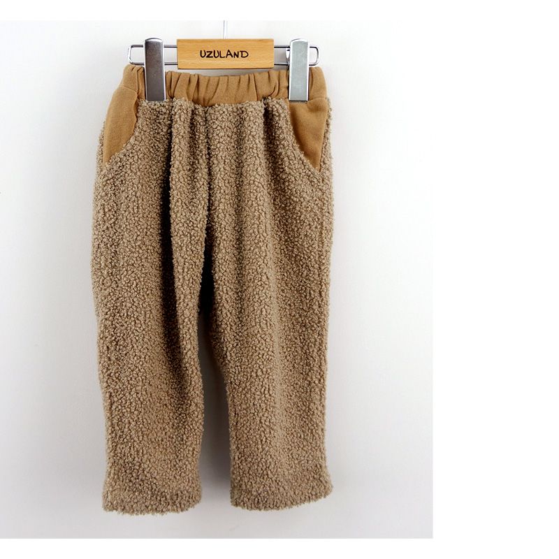 日本 ZOOLAND - 泰迪熊毛絨保暖長褲-兔子屁屁-桃粉