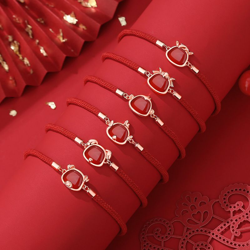 開運招財紅瑪瑙十二生肖紅繩手鍊-羊-紅色 (15.5cm+4cm延長鏈)