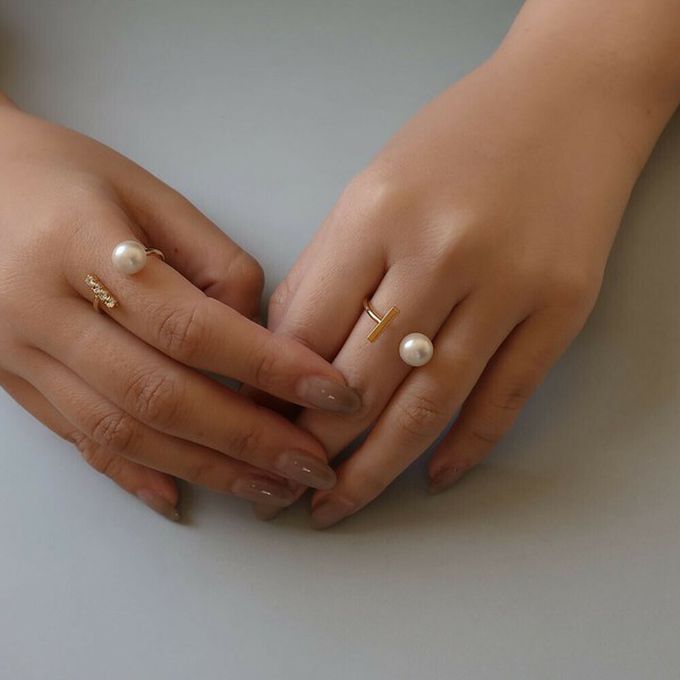 日本 Melody Accessory - [樂天No.1]高雅質感珍珠擁抱戒指-水鑽