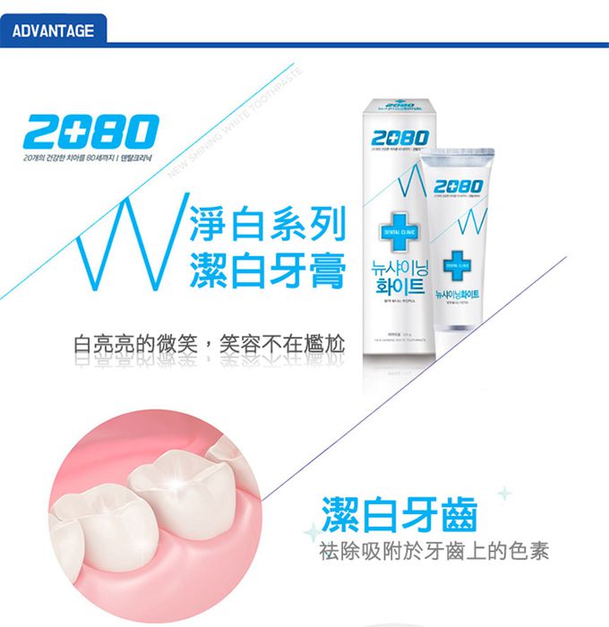 韓國2080 - 三重亮白修護牙膏-100gX2入組