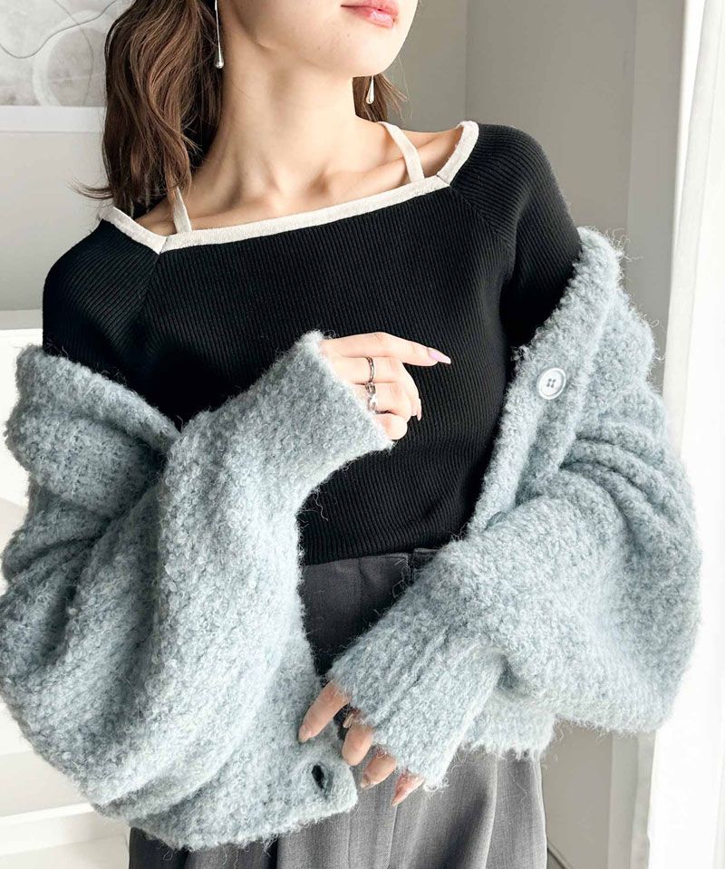 日本 Classical Elf - 氣質彈性微喇叭袖薄針織上衣-米杏