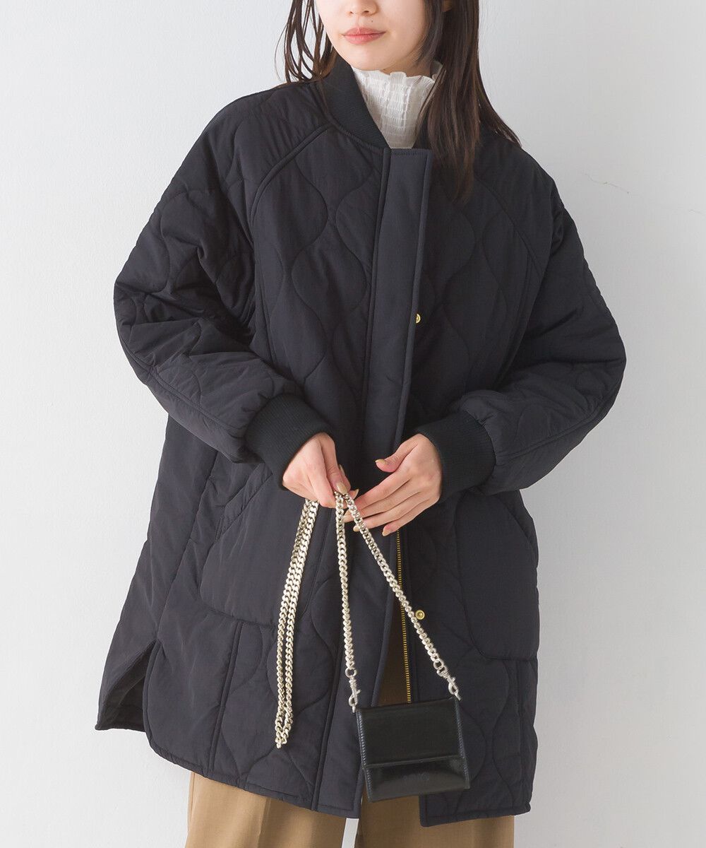 日本 OMNES - 休閒絎縫微長版大衣外套-黑