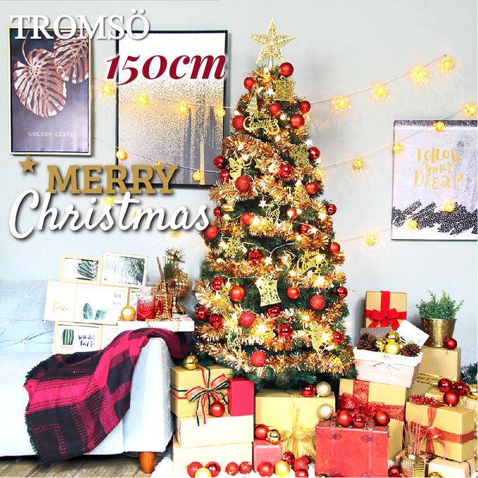 TROMSO - 豪華松針下雪聖誕樹-百老匯紅金 (150cm)