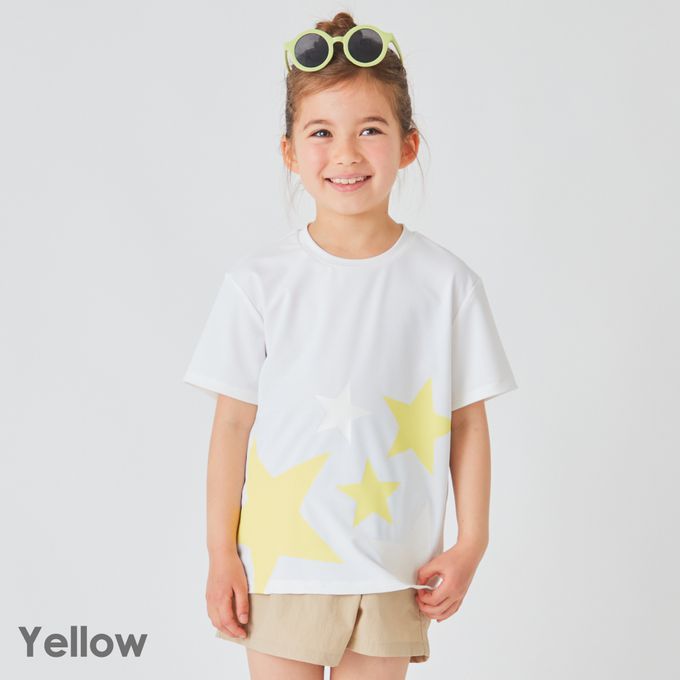 日本 evercloset - 速乾抗UV 神奇變色星星T恤-粉紅