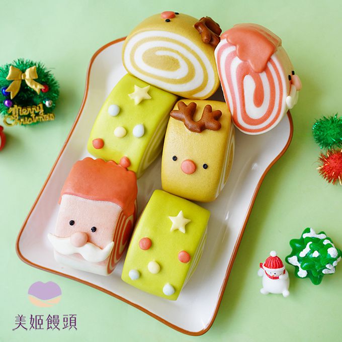 美姬饅頭 - 聖誕派對鮮乳造型饅頭-40g/顆*6入裝