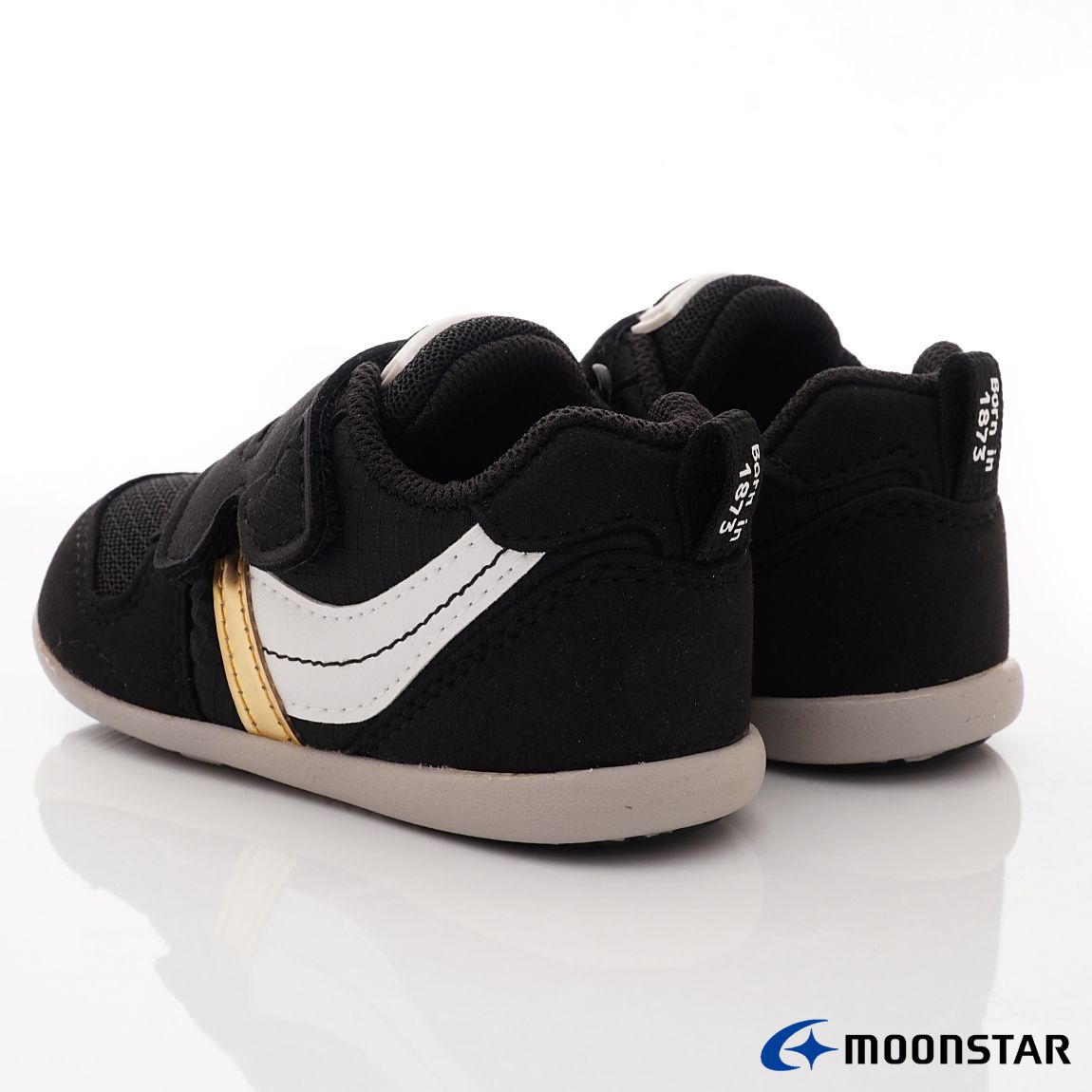 Moonstar日本月星 - HI系列寶寶學步穩健款(寶寶段)-學步鞋-黑金