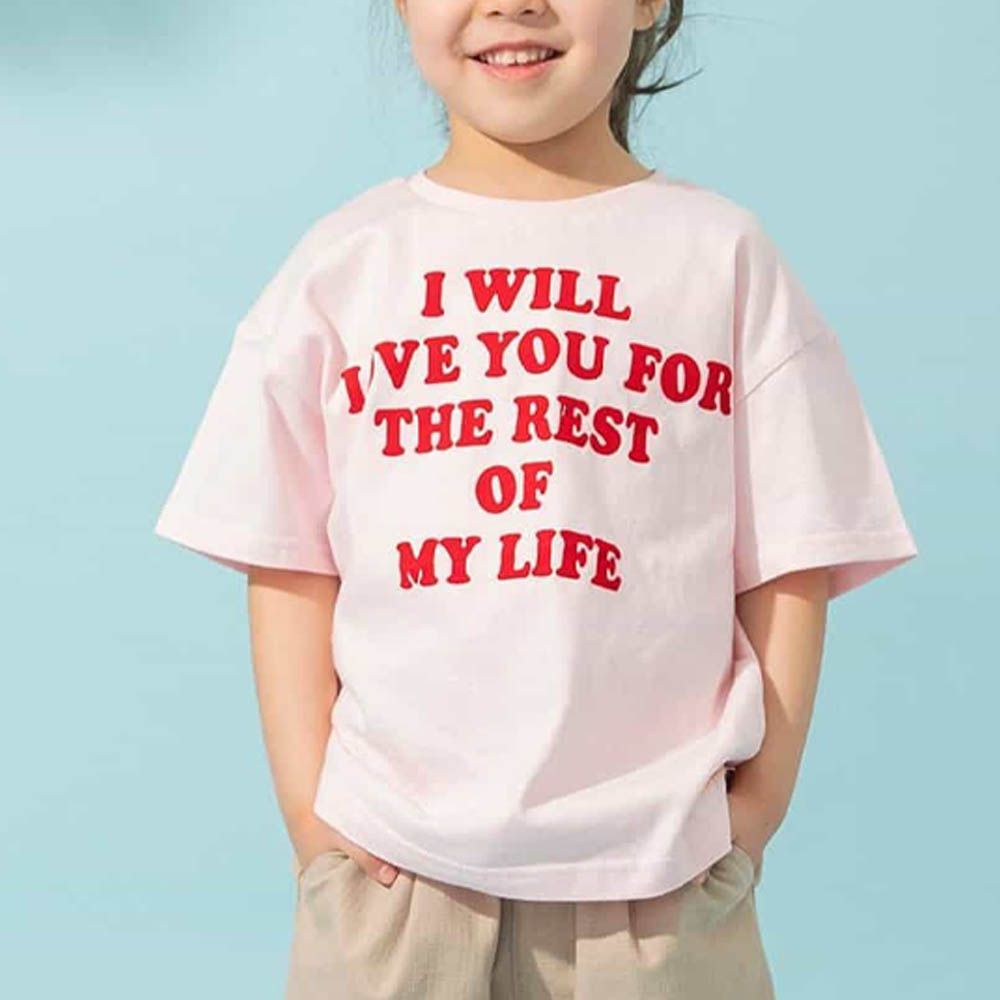 精緻女孩印花短袖上衣-愛神丘比特-粉紅