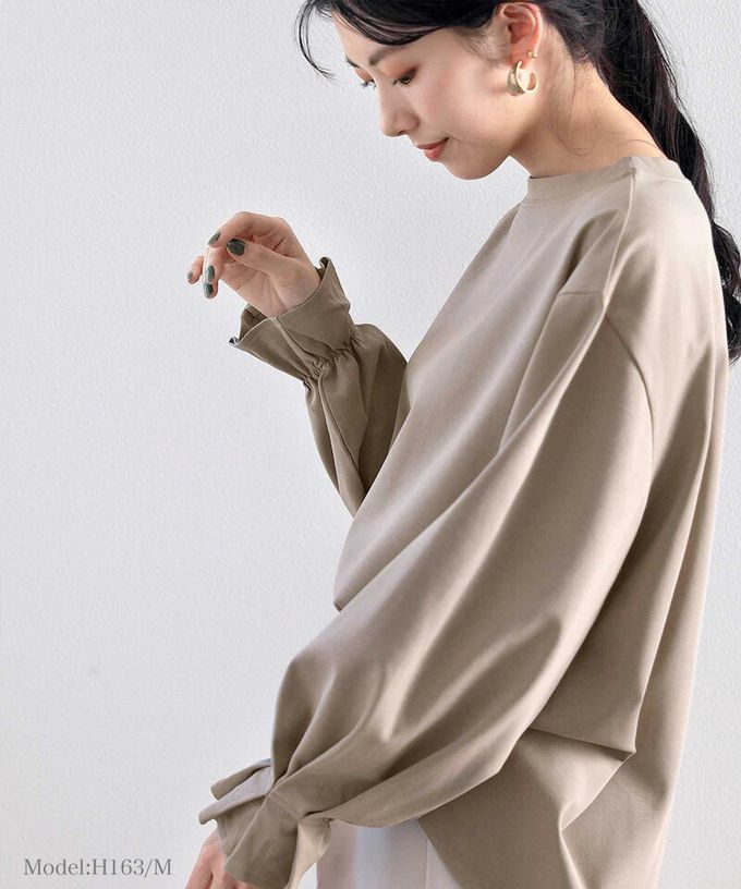 日本 Classical Elf - 100%棉 船領顯瘦糖果袖上衣-摩卡棕