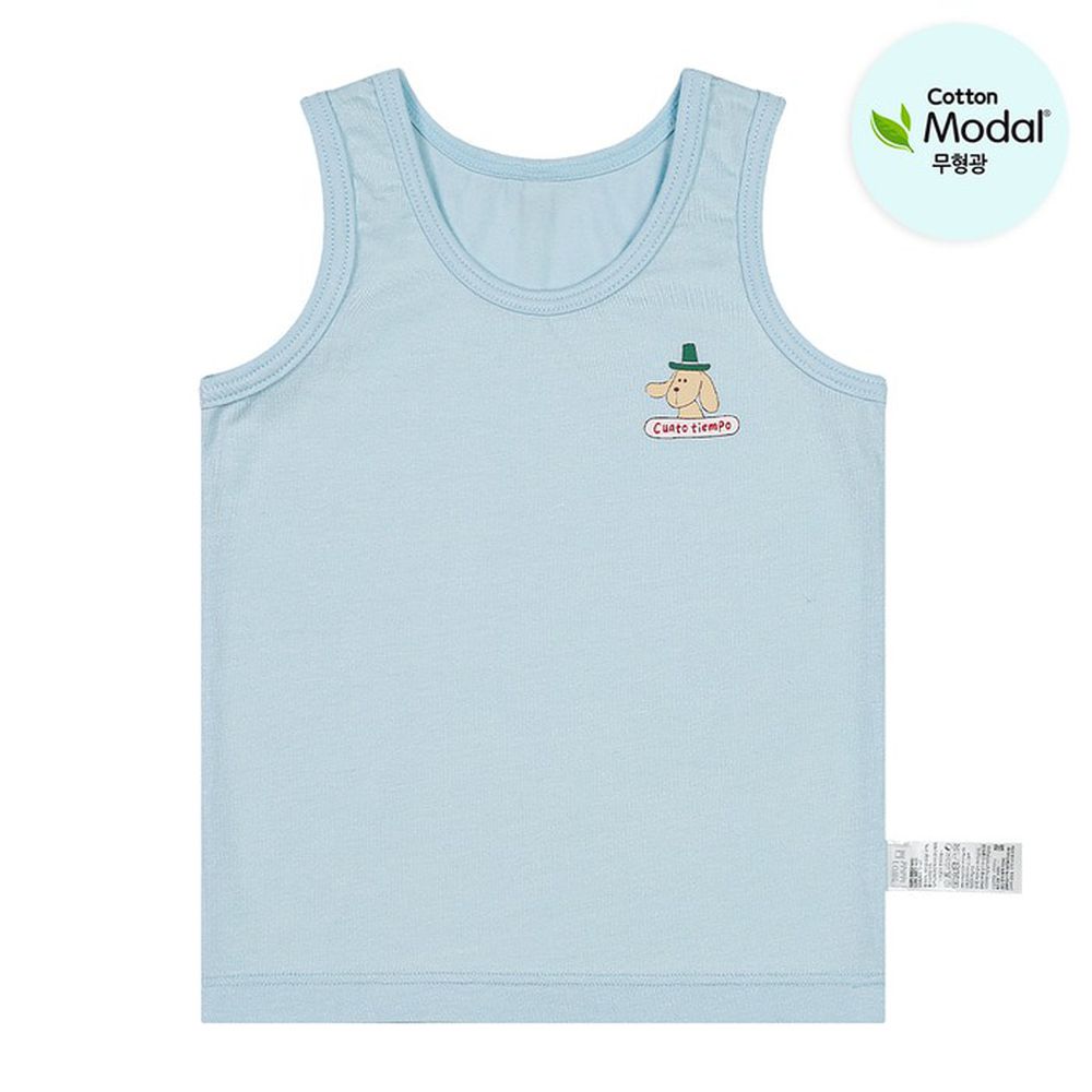 絲柔莫代爾混棉背心內衣(男寶)-紳士帽狗狗-藍