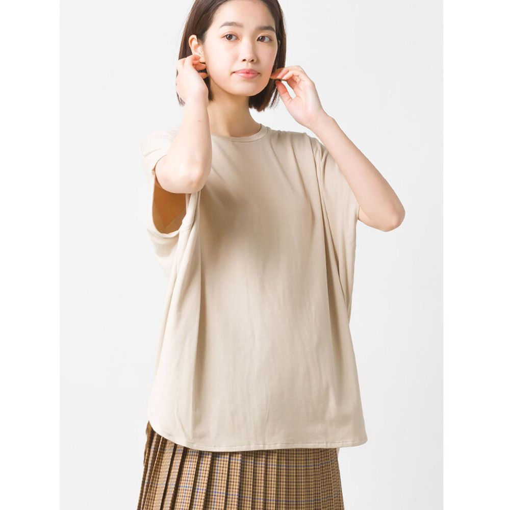 日本 OMNES - 涼感抗UV 寬鬆短袖上衣-杏
