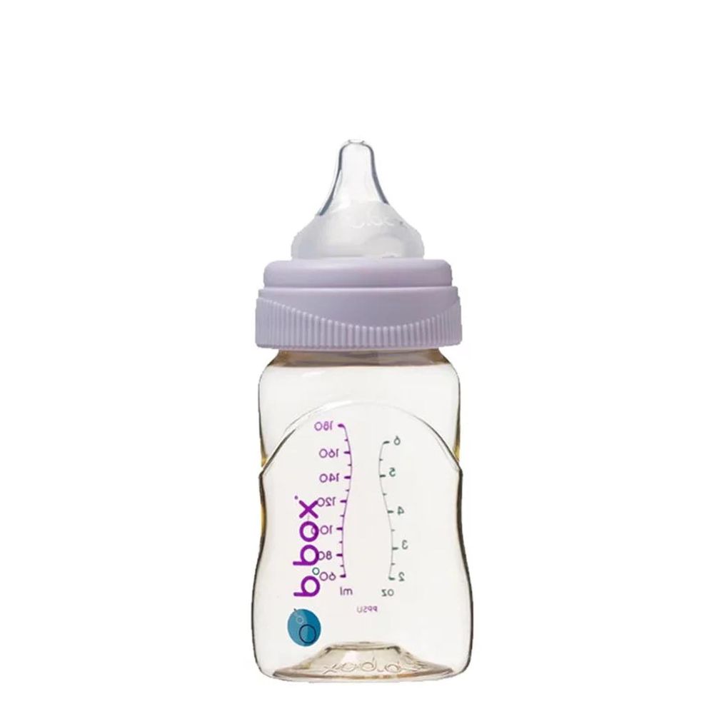澳洲 b.box - PPSU嬰兒寬口圓孔奶瓶-馬卡龍紫-180ml