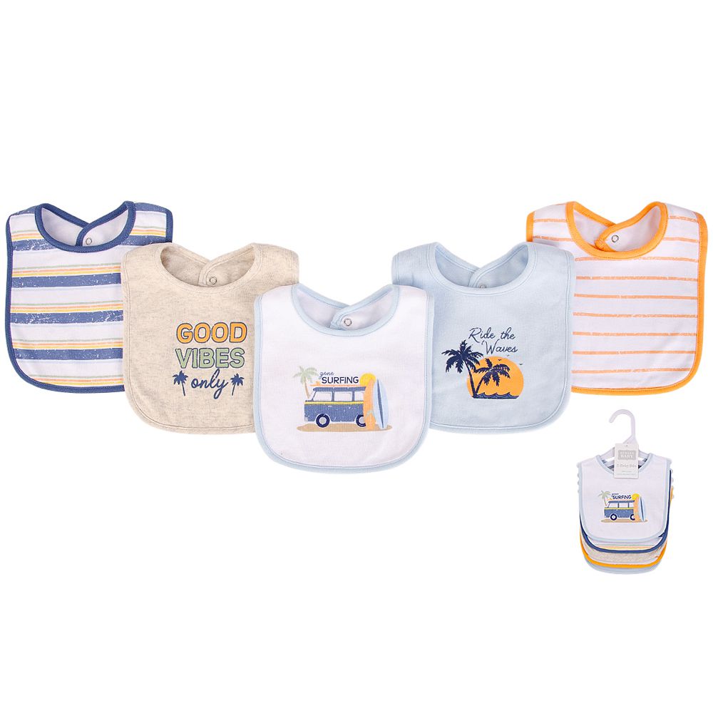 美國 Luvable Friends - 甜蜜寶貝嬰幼兒吸水口水巾圍兜5入組-沙灘派對