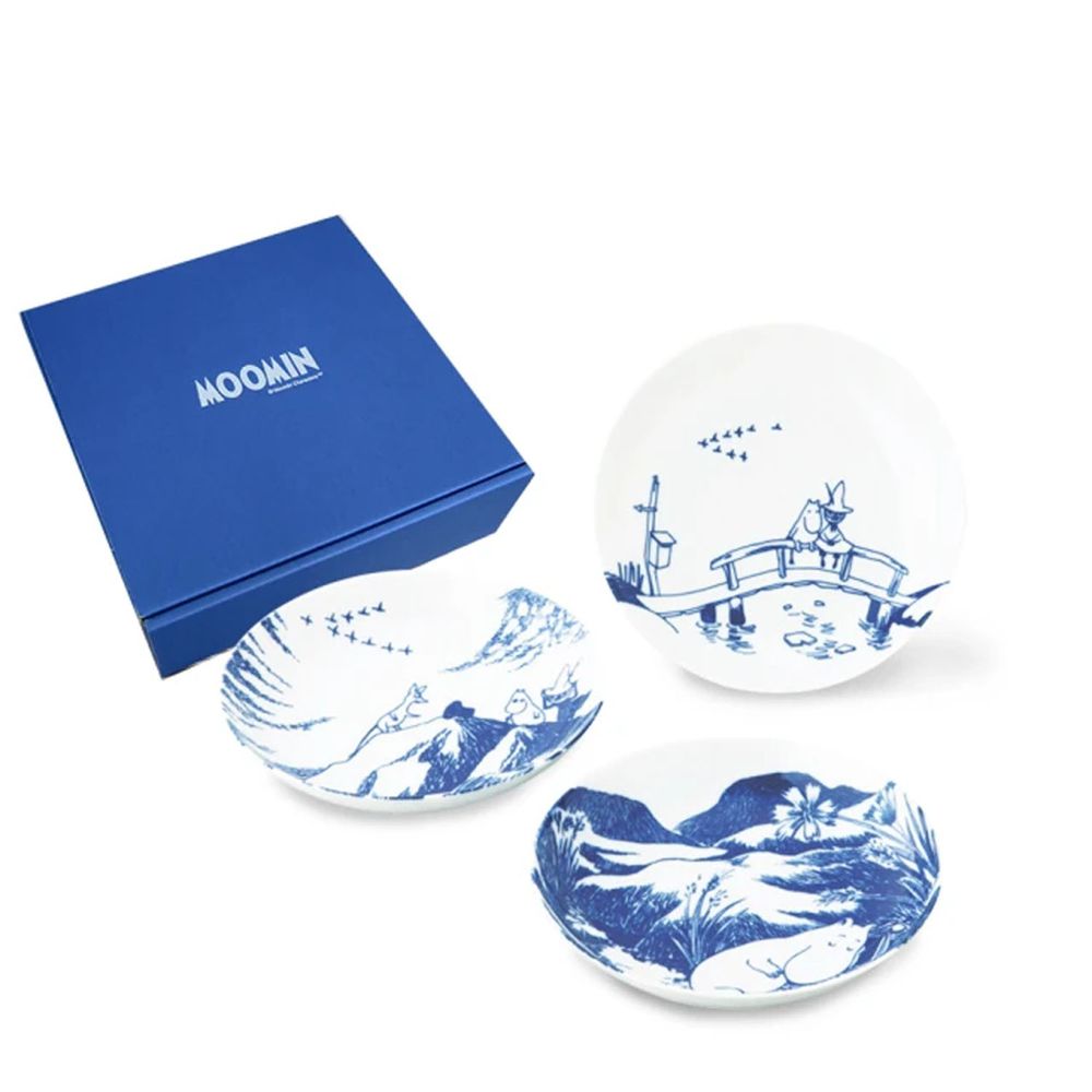 日本山加 yamaka - moomin 嚕嚕米彩繪陶瓷深盤禮盒-MM2700-139-3入組
