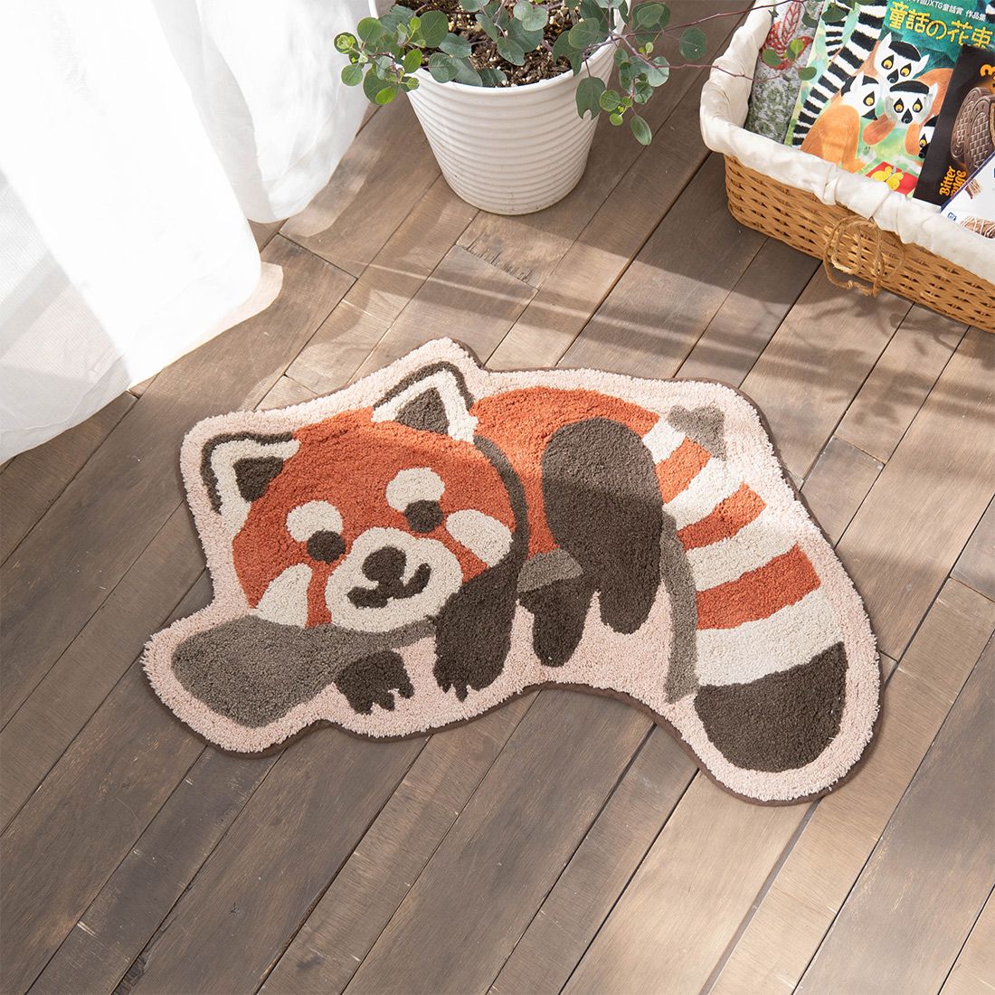 日本 TOMO - 動物系 短絨吸水腳踏墊/地墊-小浣熊 (約60×52cm)