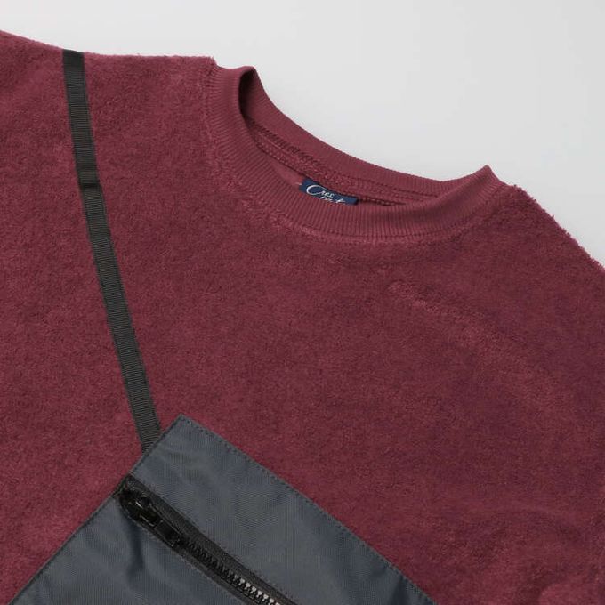 akachan honpo - 仿羔皮呢休閒上衣-酒紅色