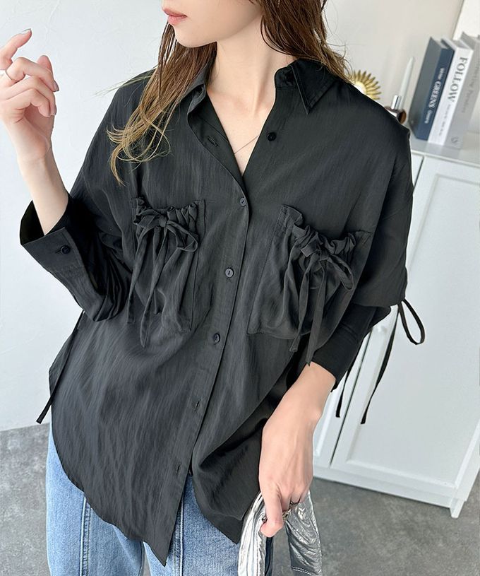 日本 Classical Elf - 大人的可愛感綁帶寬版襯衫-米白