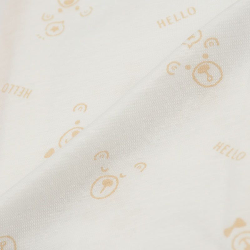 akachan honpo - 新生兒內衣6件組長袖 釦子款-動物-淺咖啡色 (50～60cm)