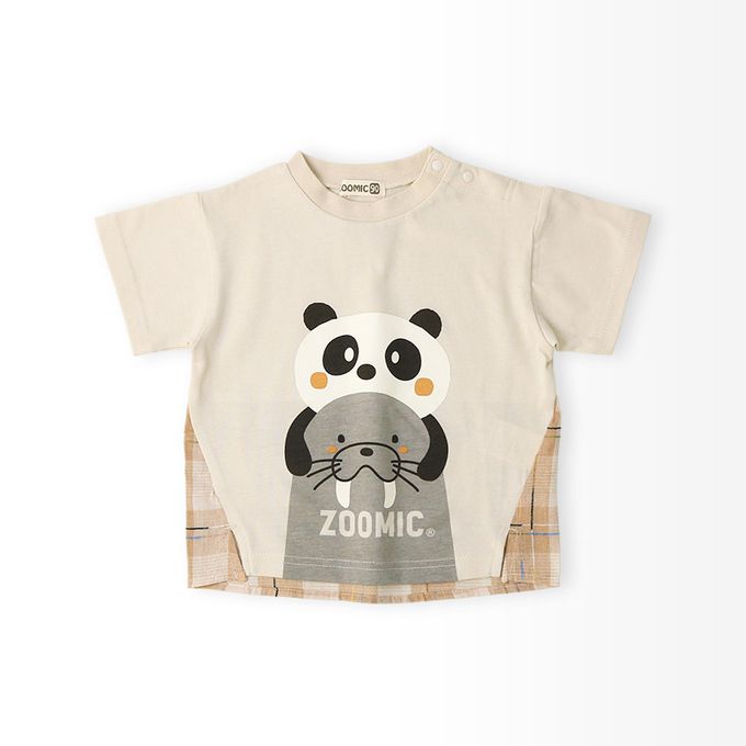 日本 ZOOLAND - 海洋印花短袖上衣-企鵝與棕熊-薄荷