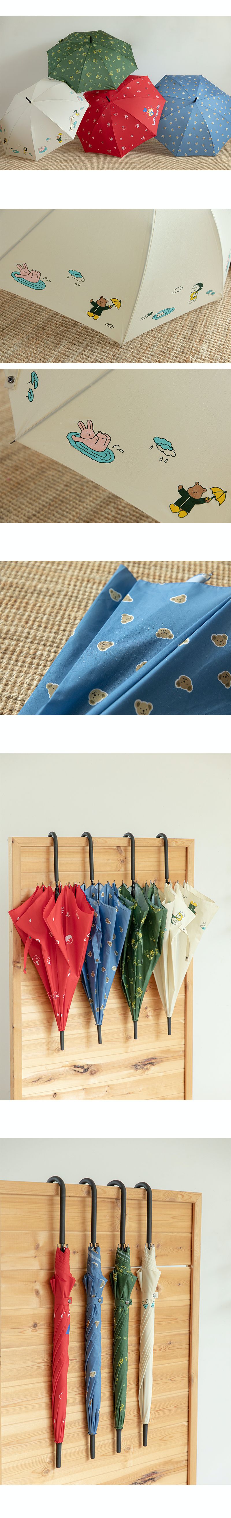 韓國 Daily Like - 直立式長雨傘-含羞草-深綠