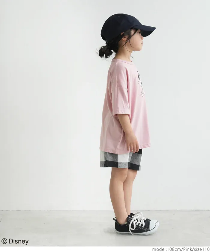 日本 COCA - 聯名款卡通印花短袖上衣-復古米奇-淺粉