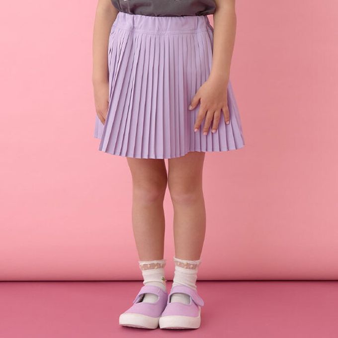 日本 Lycee mine - 輕盈鬆緊腰百褶裙-(內襯安全褲)-炭灰