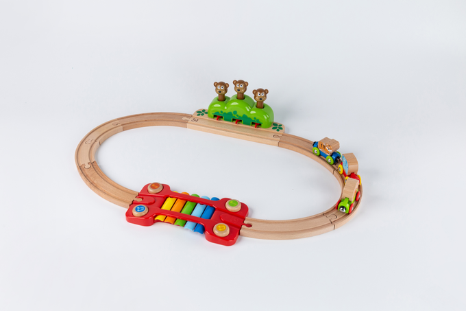 德國 Hape - 音樂跳跳猴軌道玩具(19件組)