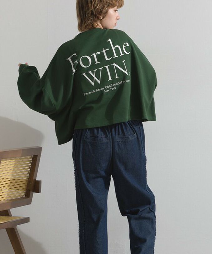 日本 Lupilien - 背後英文印花寬鬆休閒短版上衣-灰