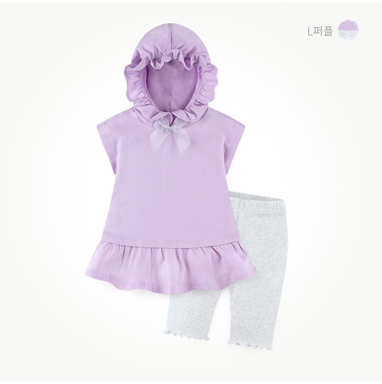 韓國 milk mile - 荷葉連帽T套裝-紫