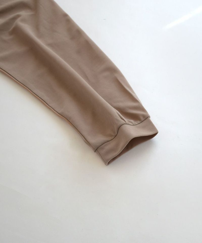 日本 zootie - 光澤感層次撞色長袖洋裝-淺卡其