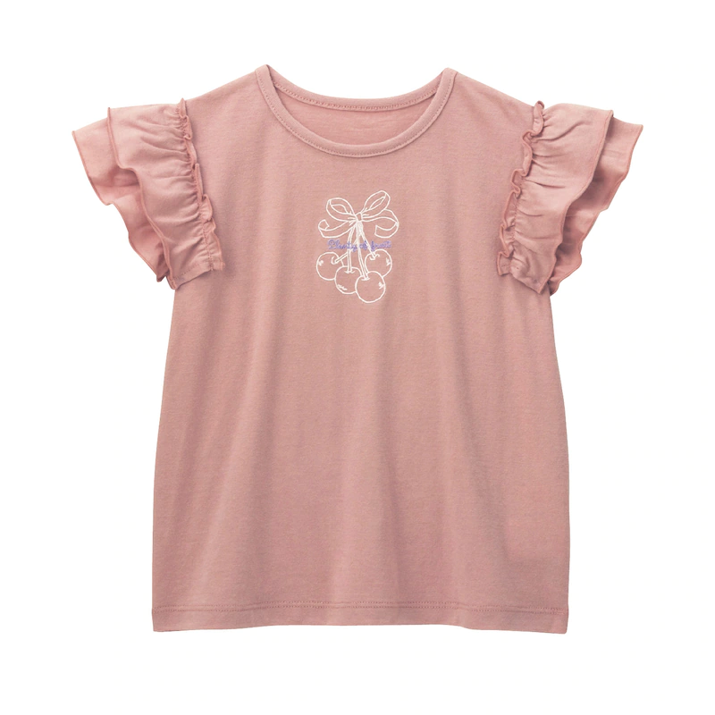 日本千趣會 - GITA 天竺棉荷葉飛飛袖刺繡短T-檸檬-黃